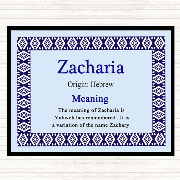 Zacharia Name Meaning Mouse Mat Blue