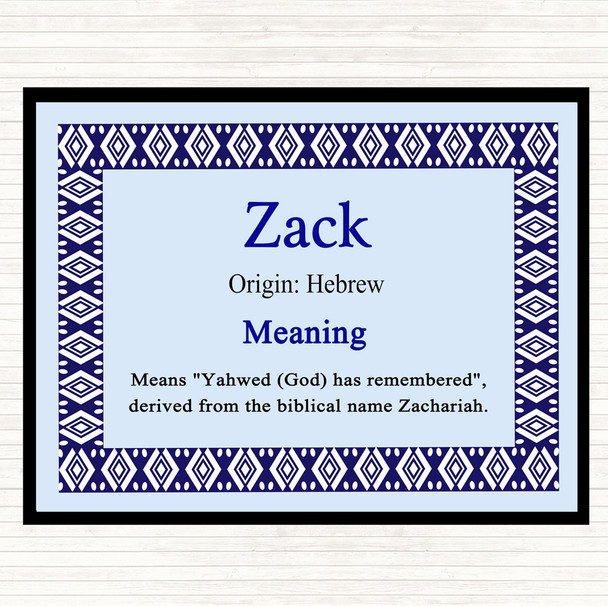 Zack Name Meaning Mouse Mat Blue