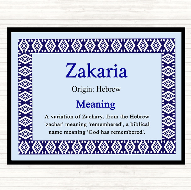 Zakaria Name Meaning Mouse Mat Blue