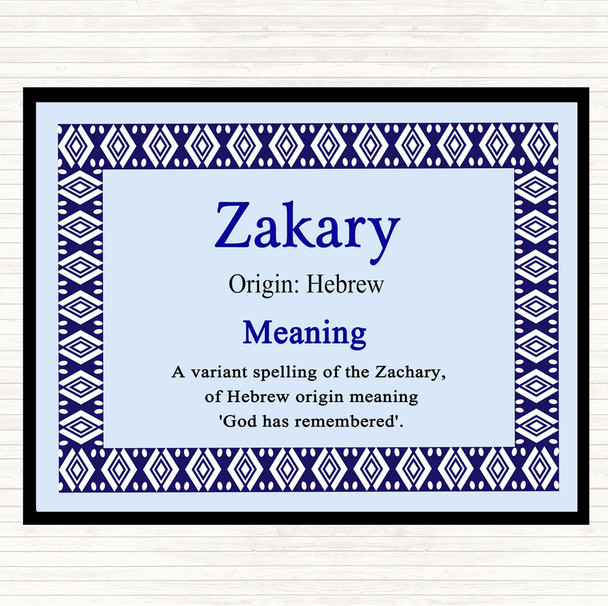 Zakary Name Meaning Mouse Mat Blue