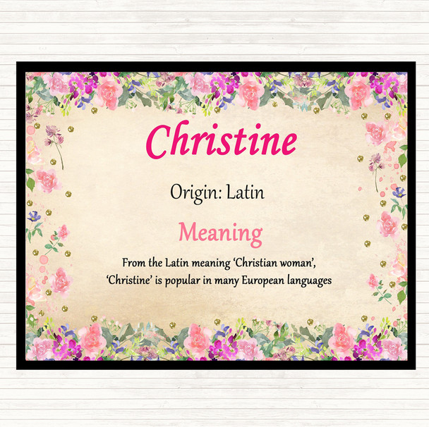 Christine Name Meaning Mouse Mat Floral