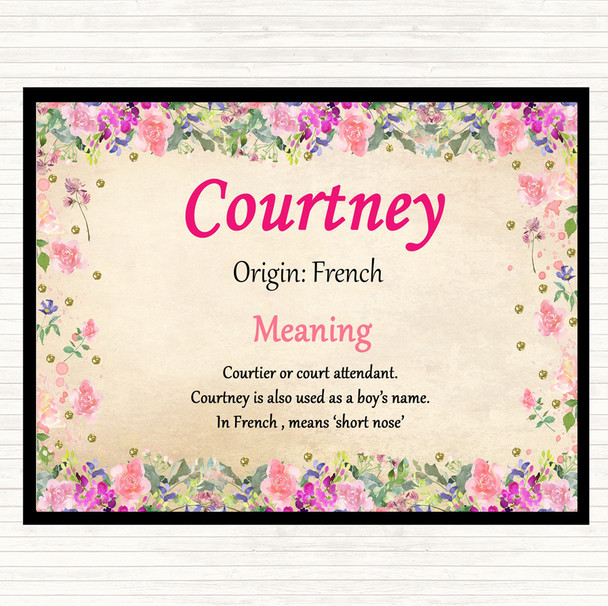 Courtney Name Meaning Mouse Mat Floral