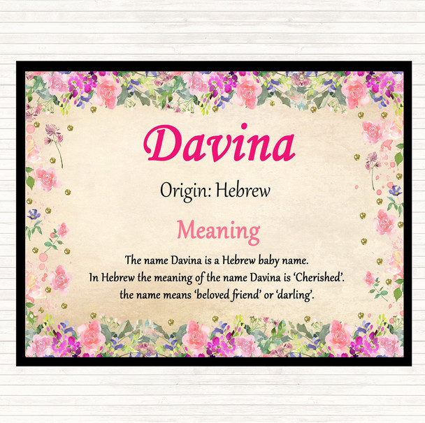 Davina Name Meaning Mouse Mat Floral
