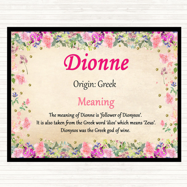 Dionne Name Meaning Mouse Mat Floral