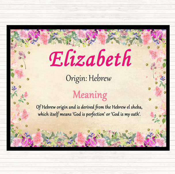 Elizabeth Name Meaning Mouse Mat Floral