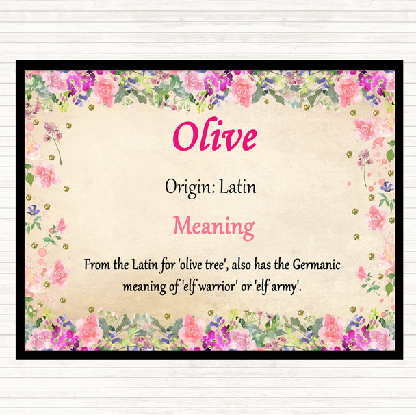 Olive Name Meaning Mouse Mat Floral
