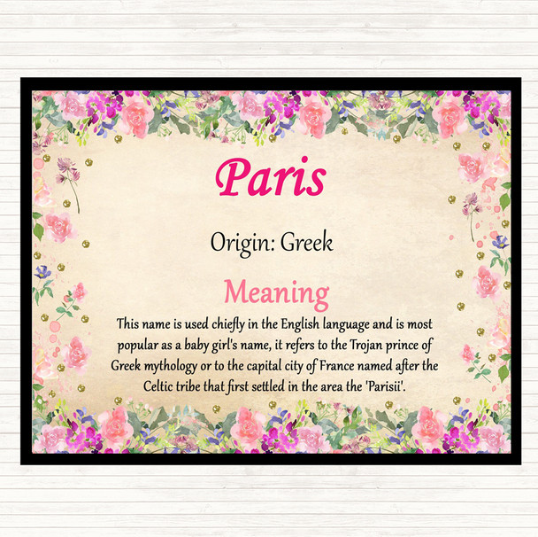 Paris Name Meaning Mouse Mat Floral