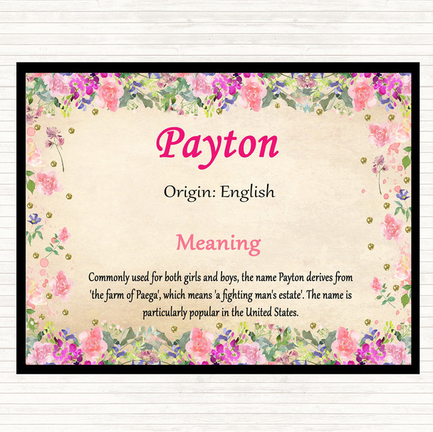 Payton Name Meaning Mouse Mat Floral
