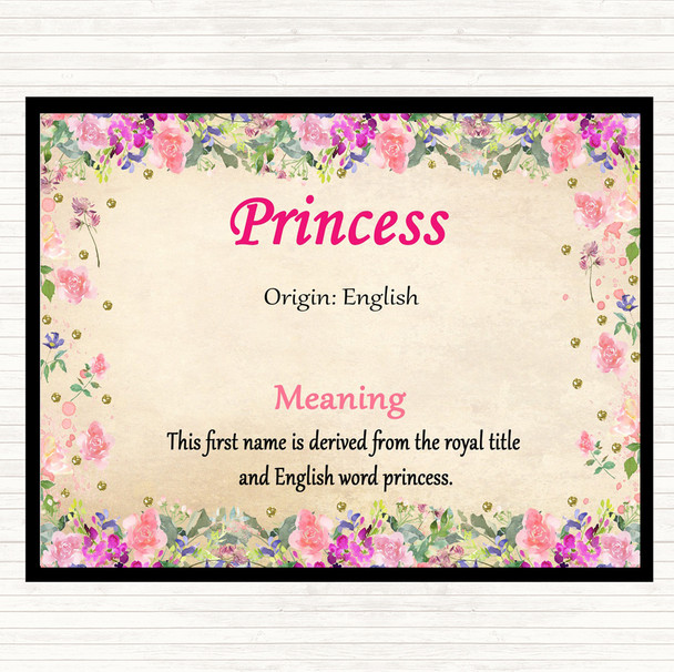 Princess Name Meaning Mouse Mat Floral