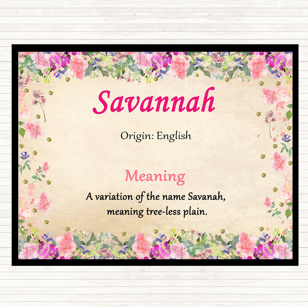 Savannah Name Meaning Mouse Mat Floral