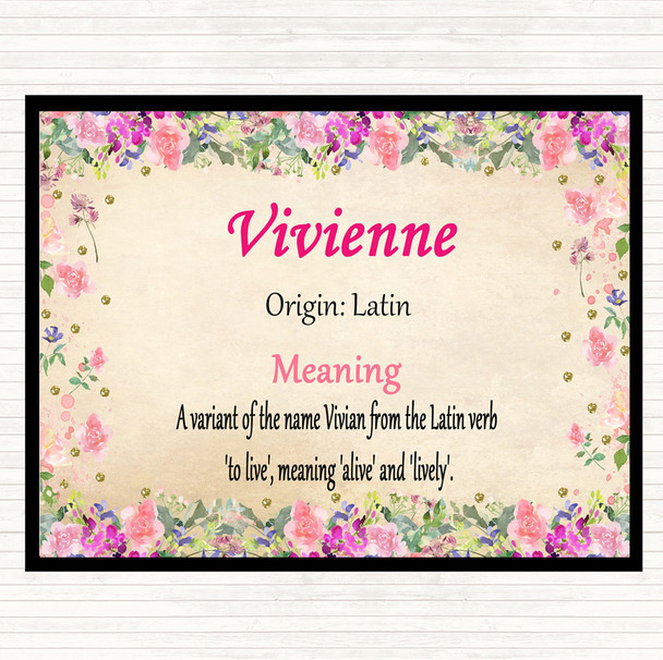 Vivienne Name Meaning Mouse Mat Floral