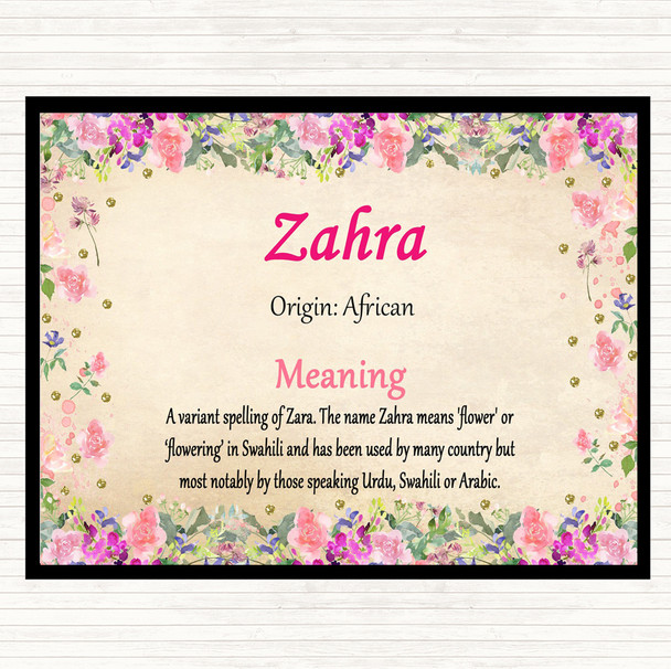 Zahra Name Meaning Mouse Mat Floral