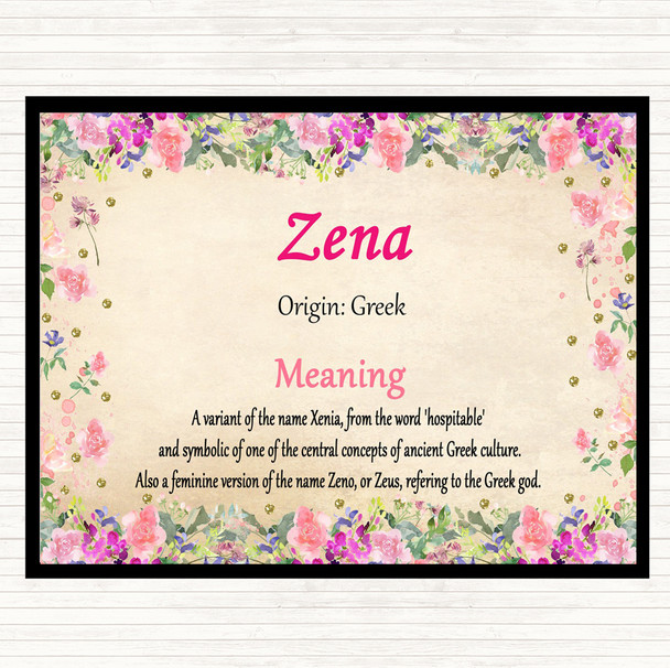 Zena Name Meaning Mouse Mat Floral