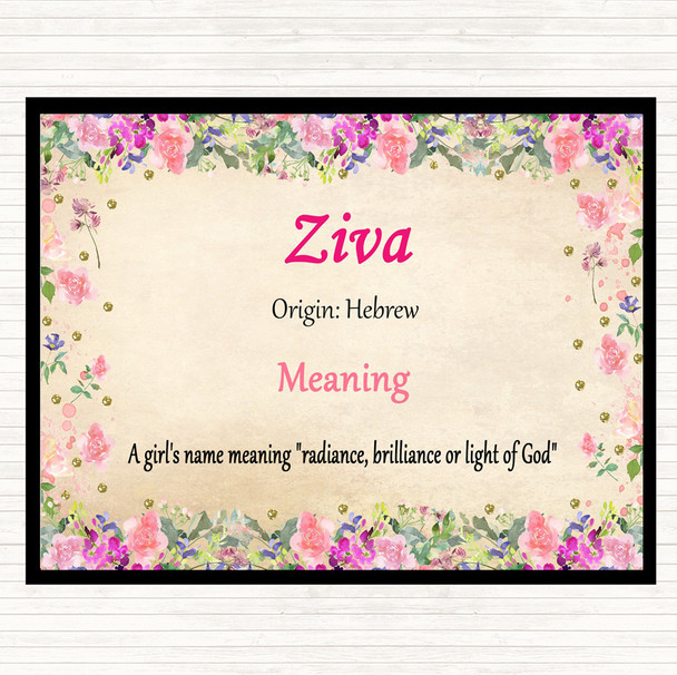Ziva Name Meaning Mouse Mat Floral