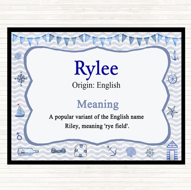 Rylee Name Meaning Mouse Mat Nautical - Party Animal Print