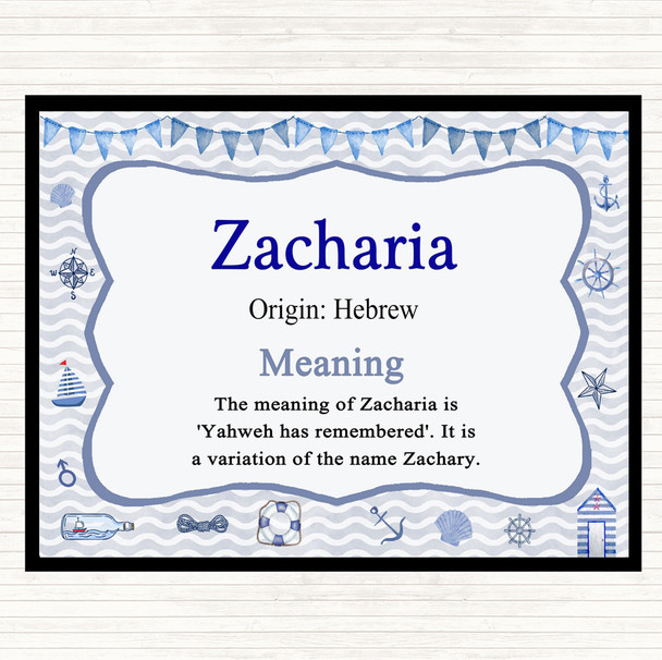 Zacharia Name Meaning Mouse Mat Nautical