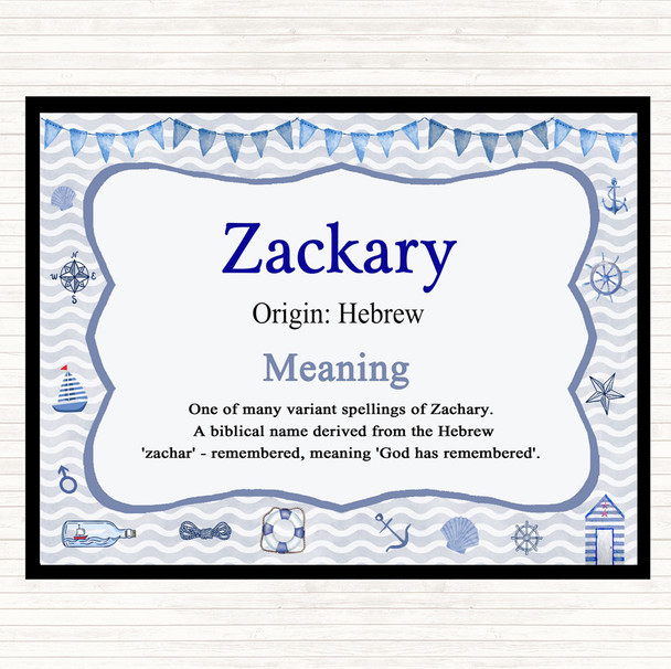 Zackary Name Meaning Mouse Mat Nautical