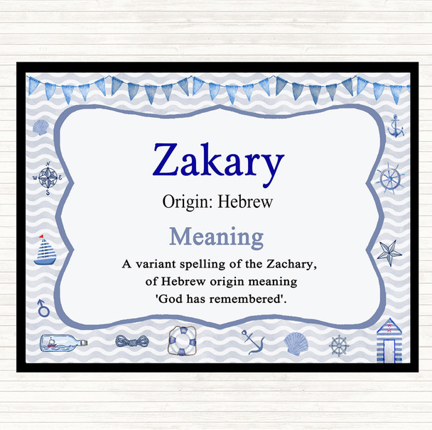 Zakary Name Meaning Mouse Mat Nautical