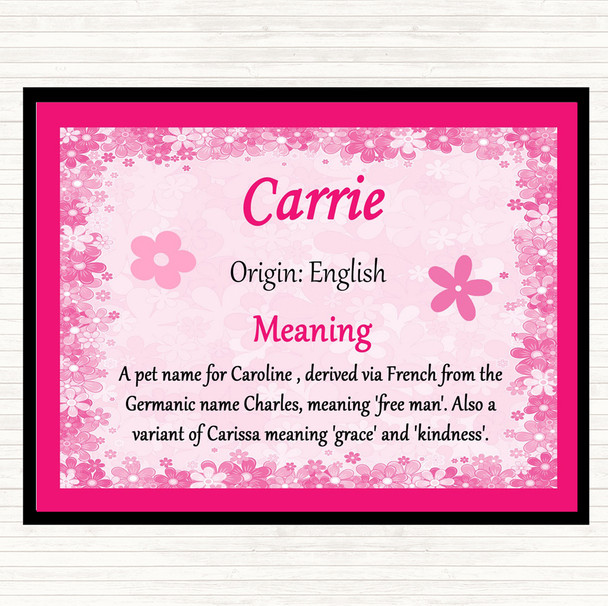 Carrie Name Meaning Mouse Mat Pink
