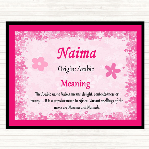 Naima Name Meaning Mouse Mat Pink