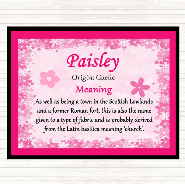 Paisley Name Meaning Mouse Mat Pink