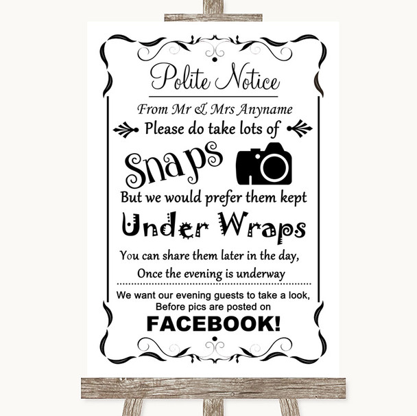 Black & White Don't Post Photos Facebook Customised Wedding Sign