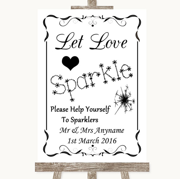 Black & White Let Love Sparkle Sparkler Send Off Customised Wedding Sign