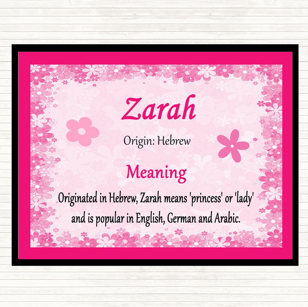 Zarah Name Meaning Mouse Mat Pink