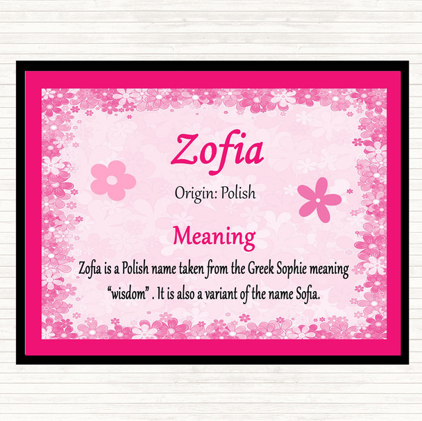 Zofia Name Meaning Mouse Mat Pink