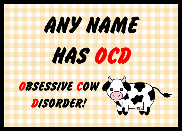 Funny Obsessive Disorder Cow Yellow Computer Mouse Mat