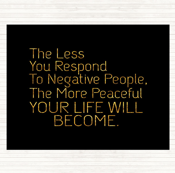 Black Gold Less You Respond Quote Mouse Mat