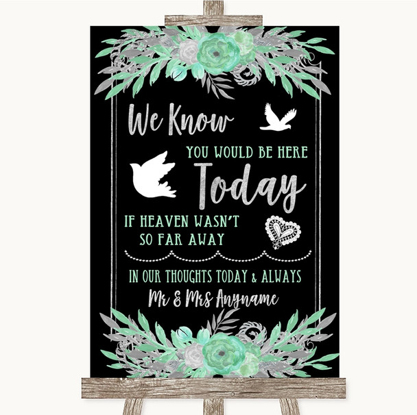 Black Mint Green & Silver Loved Ones In Heaven Customised Wedding Sign