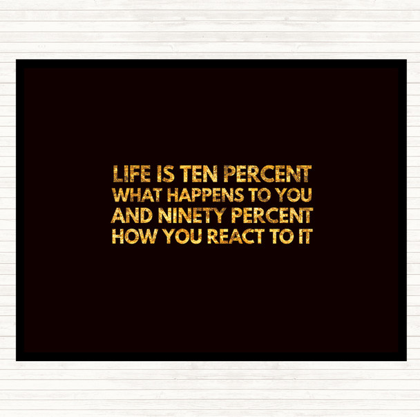 Black Gold Life Is Ten Percent What Happens And Ninety Percent How You React Quote Mouse Mat