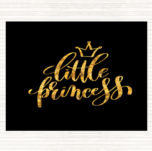 Black Gold Little Princess Quote Mouse Mat