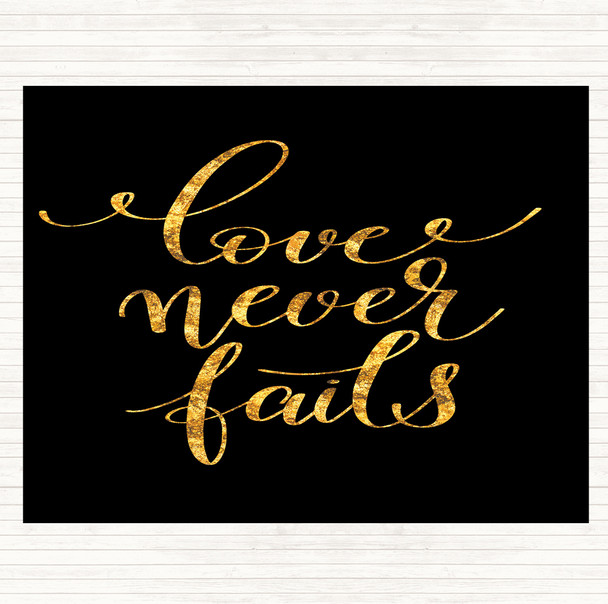 Black Gold Love Never Fails Quote Mouse Mat Black Gold Love Never Fails Quote Mouse Mat