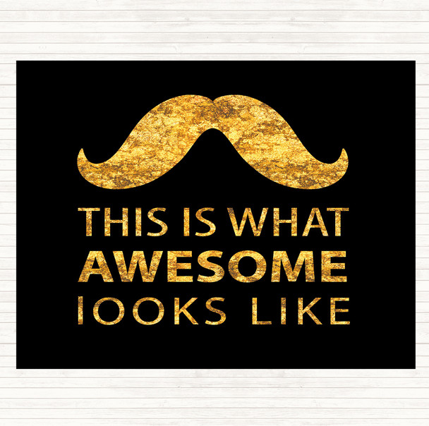 Black Gold Mustache Quote Mouse Mat