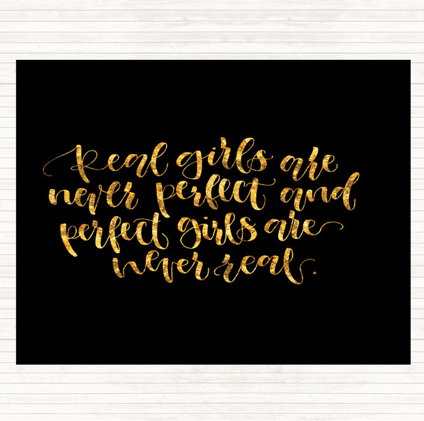 Black Gold Real Girls Quote Mouse Mat