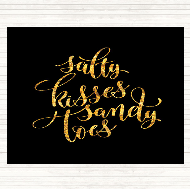 Black Gold Salty Kisses Sandy Toes Quote Mouse Mat