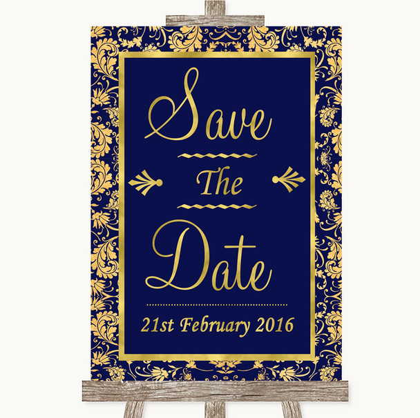 Blue & Gold Save The Date Customised Wedding Sign