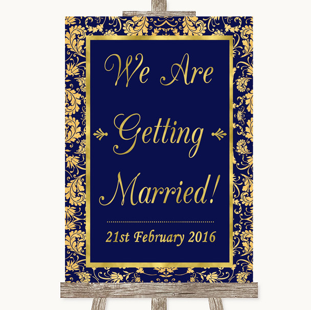 Blue & Gold We Are Getting Married Customised Wedding Sign