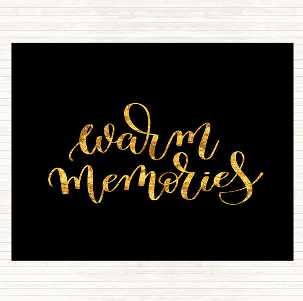 Black Gold Warm Memories Swirl Quote Mouse Mat