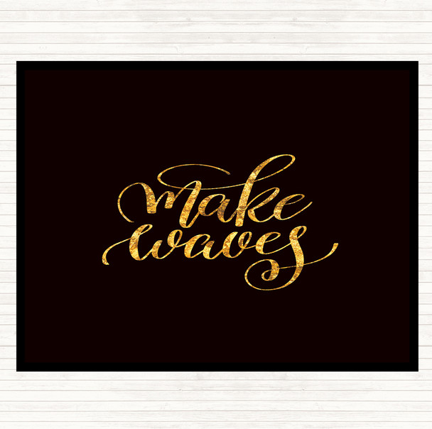 Black Gold Waves Quote Mouse Mat