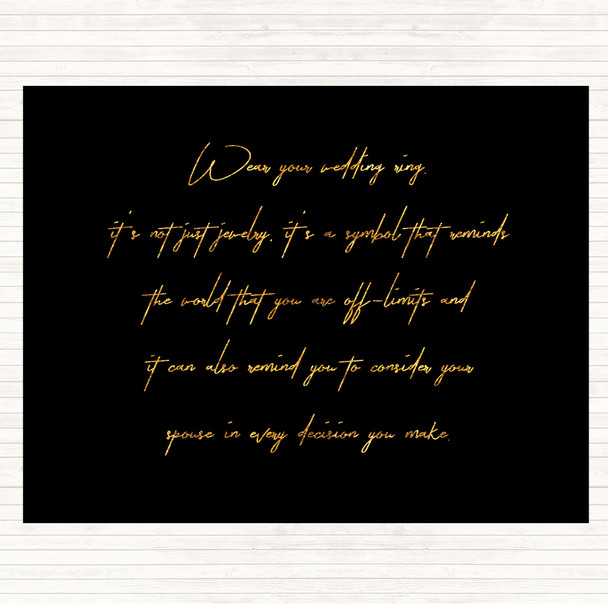 Black Gold Wedding Ring Quote Mouse Mat