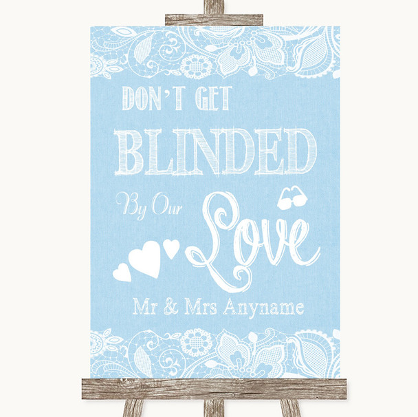Blue Burlap & Lace Don't Be Blinded Sunglasses Customised Wedding Sign