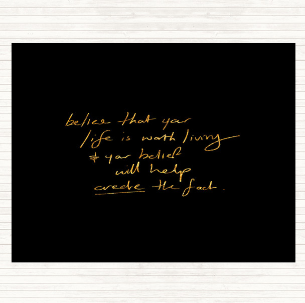 Black Gold Worth Living Quote Mouse Mat