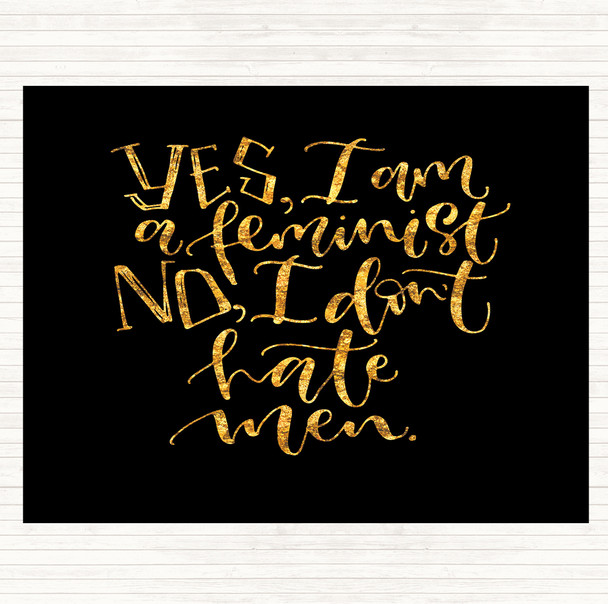 Black Gold Yes Feminist Quote Mouse Mat