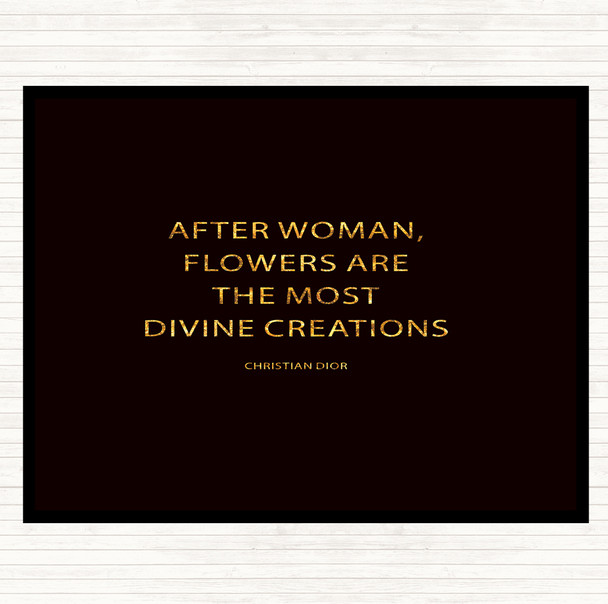 Black Gold Christian Dior Flowers Quote Mouse Mat