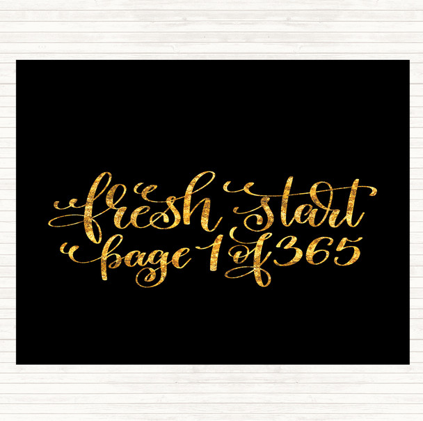 Black Gold Christmas Fresh Start Quote Mouse Mat