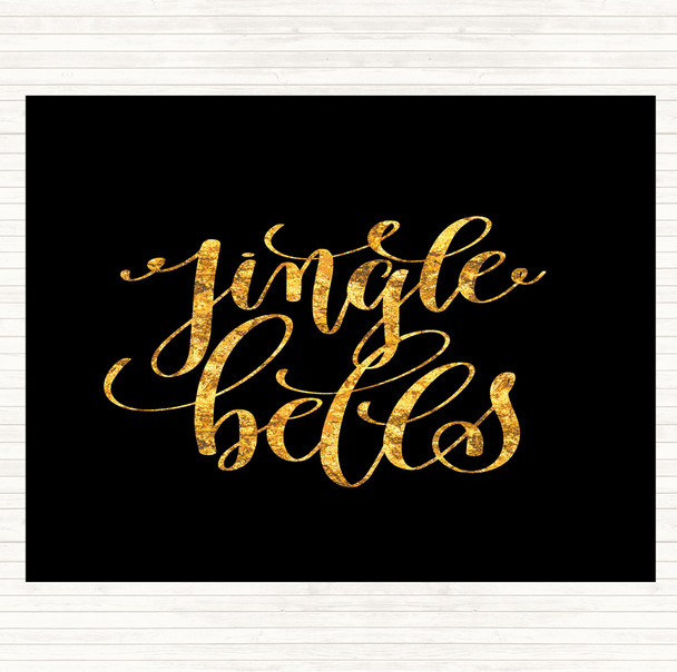 Black Gold Christmas Jingle Bells Quote Mouse Mat