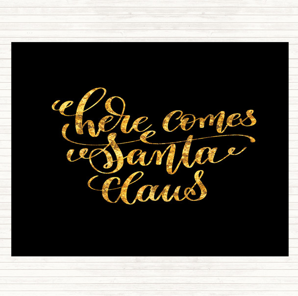 Black Gold Christmas Santa Claus Quote Mouse Mat